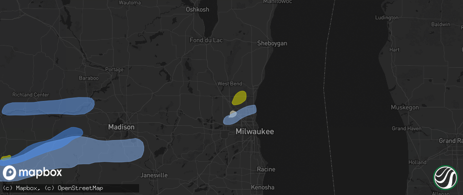 Hail map in Jackson, WI on July 2, 2026