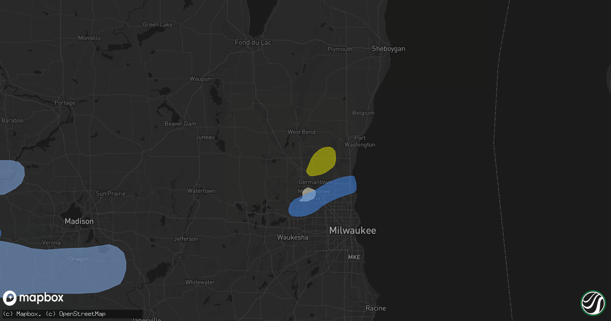 Hail map in Jackson, WI on July 2, 2026