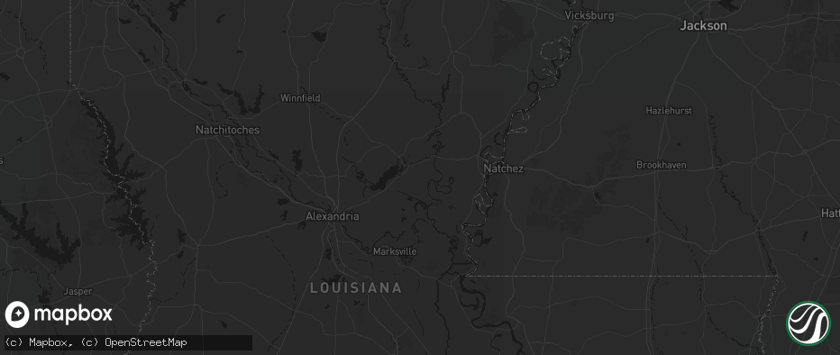 Hail map in Jonesville, LA on July 2, 2026