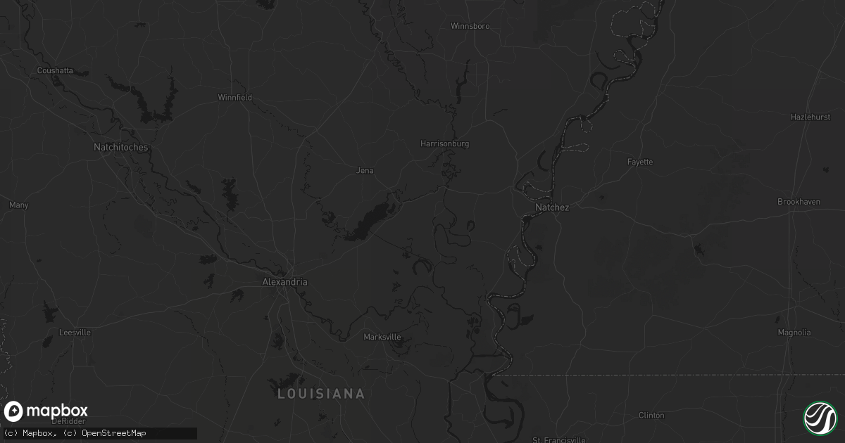 Hail map in Jonesville, LA on July 2, 2026