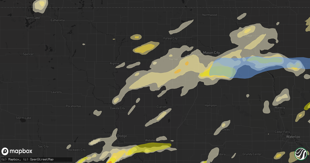 Hail map in Kanawha, IA on July 2, 2026