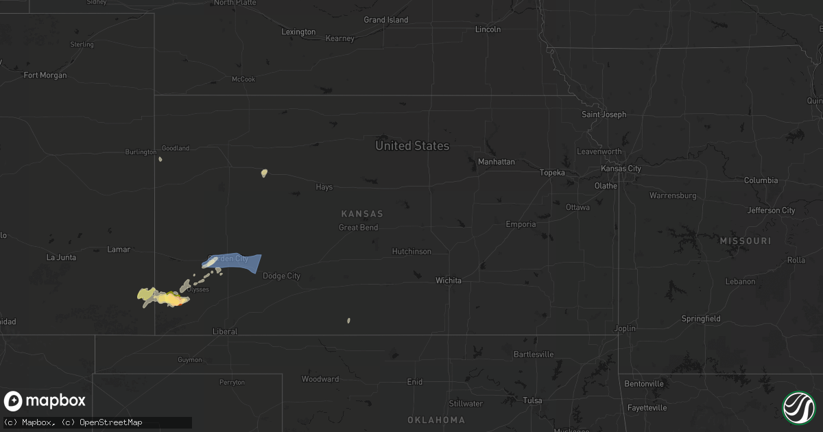 Hail map in Kansas on July 2, 2026