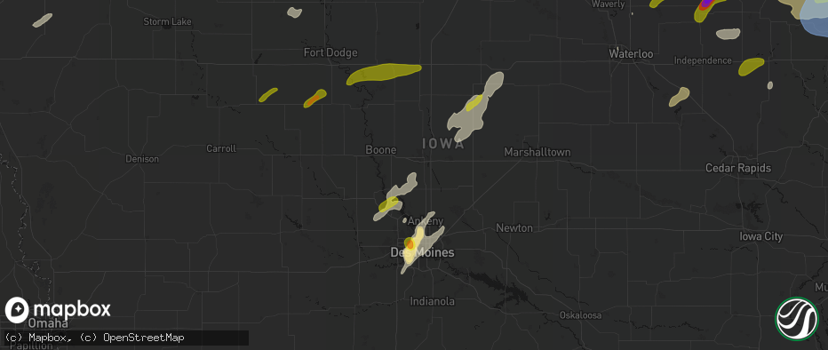 Hail map in Kelley, IA on July 2, 2026