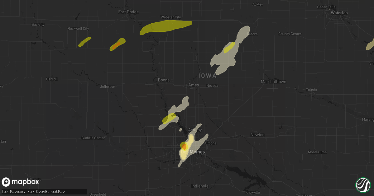 Hail map in Kelley, IA on July 2, 2026