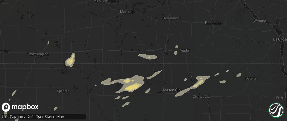 Hail map in Kiester, MN on July 2, 2026