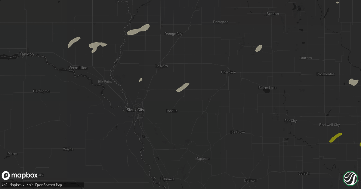 Hail map in Kingsley, IA on July 2, 2026