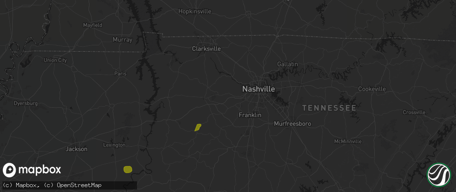 Hail map in Kingston Springs, TN on July 2, 2026