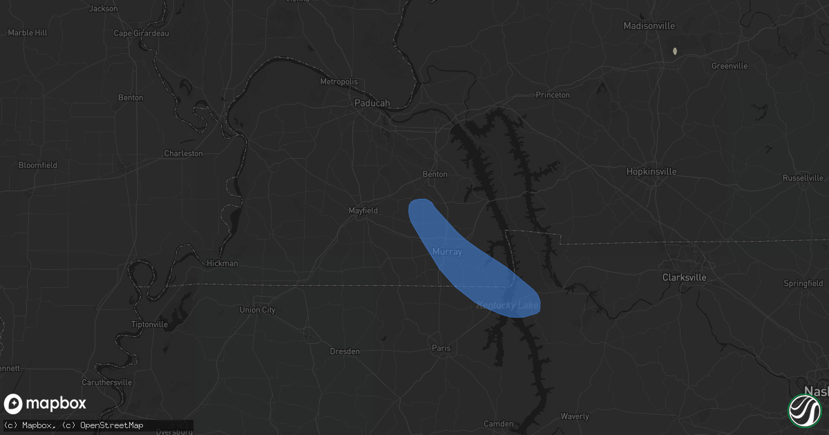 Hail map in Kirksey, KY on July 2, 2026