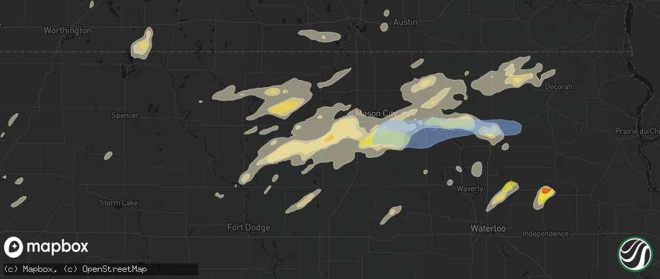 Hail map in Klemme, IA on July 2, 2026
