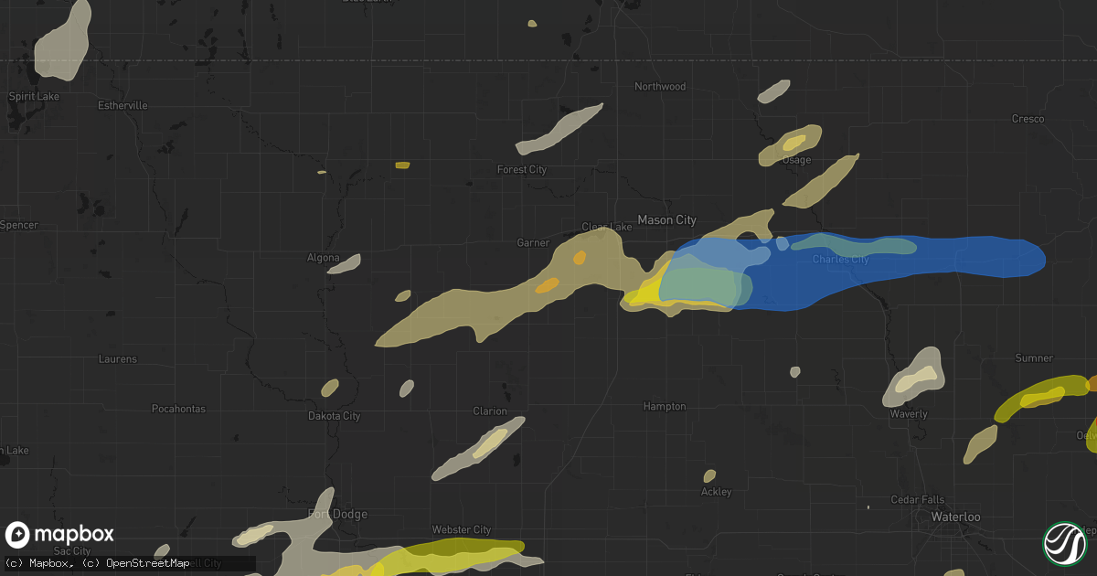 Hail map in Klemme, IA on July 2, 2026