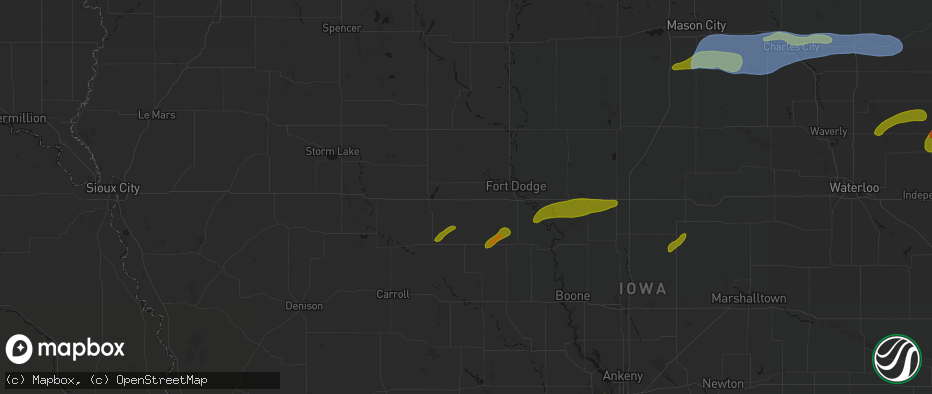 Hail map in Knierim, IA on July 2, 2026