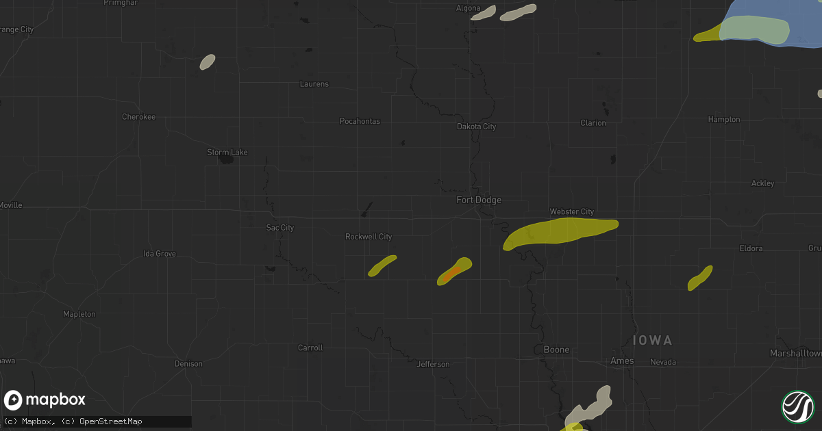 Hail map in Knierim, IA on July 2, 2026