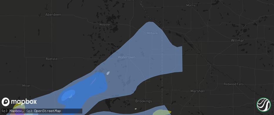 Hail map in Kranzburg, SD on July 2, 2026
