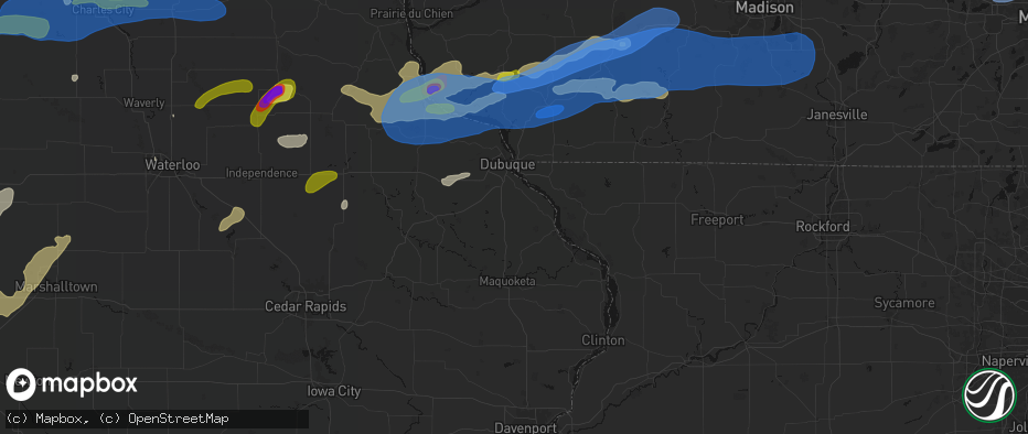 Hail map in La Motte, IA on July 2, 2026