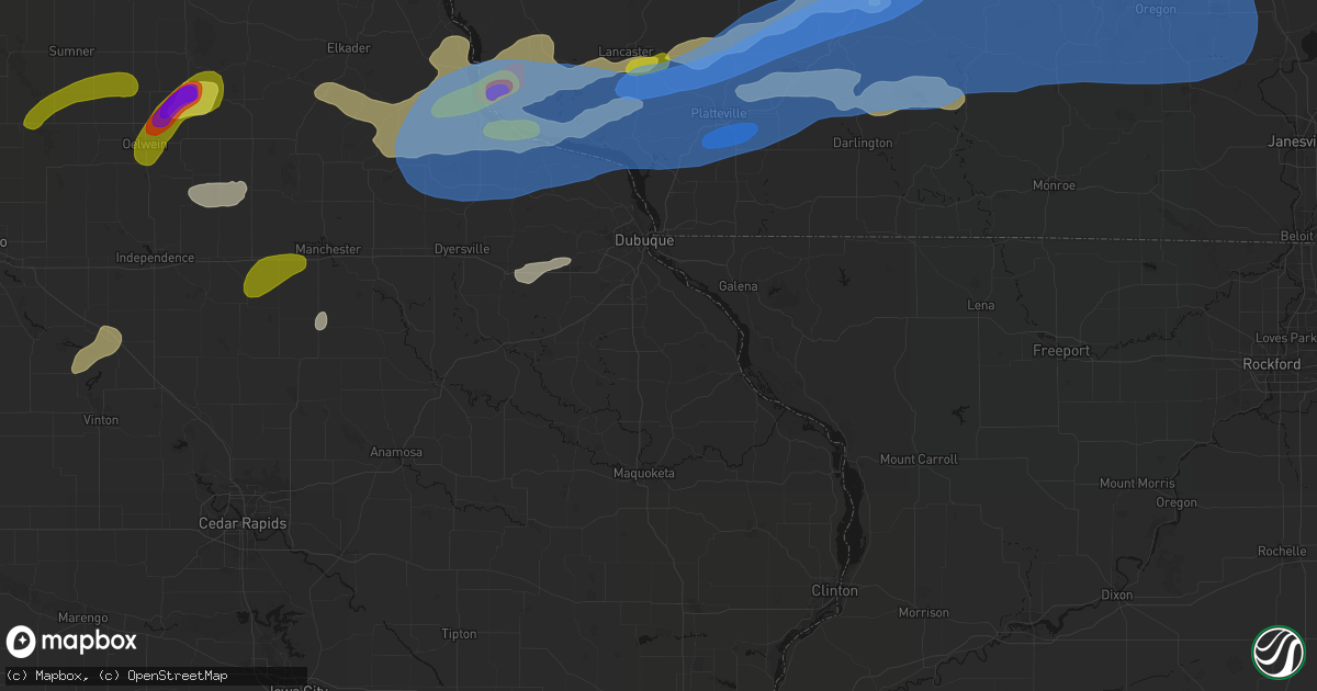 Hail map in La Motte, IA on July 2, 2026