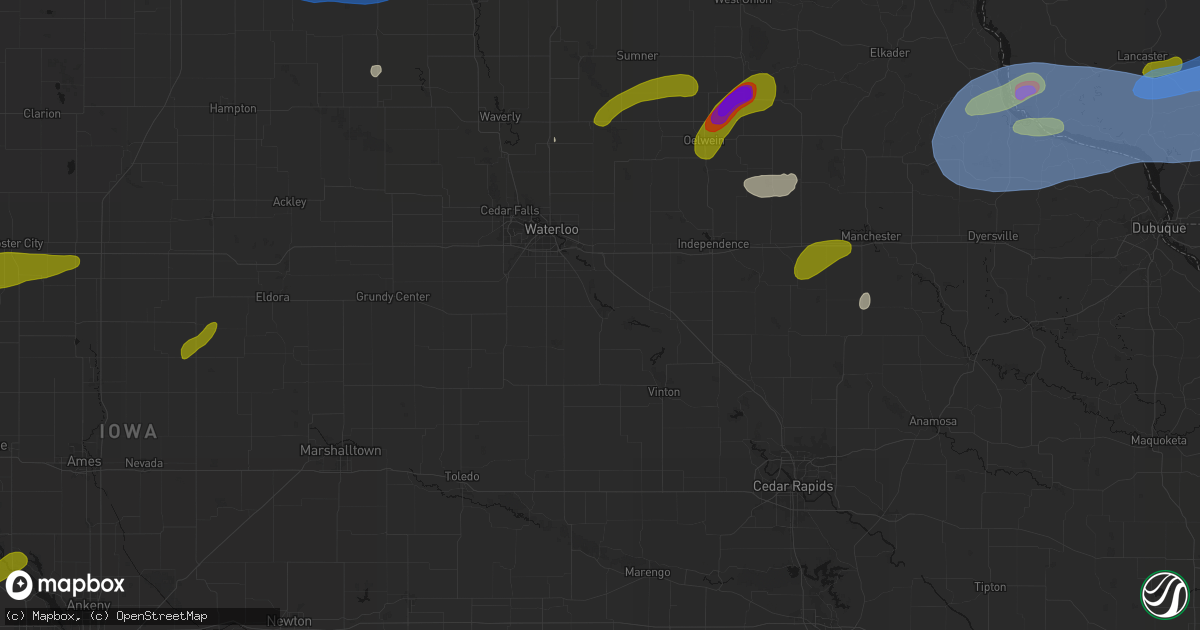 Hail map in La Porte City, IA on July 2, 2026