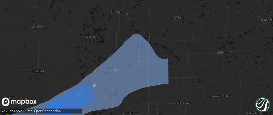 Hail map in Labolt, SD on July 2, 2026
