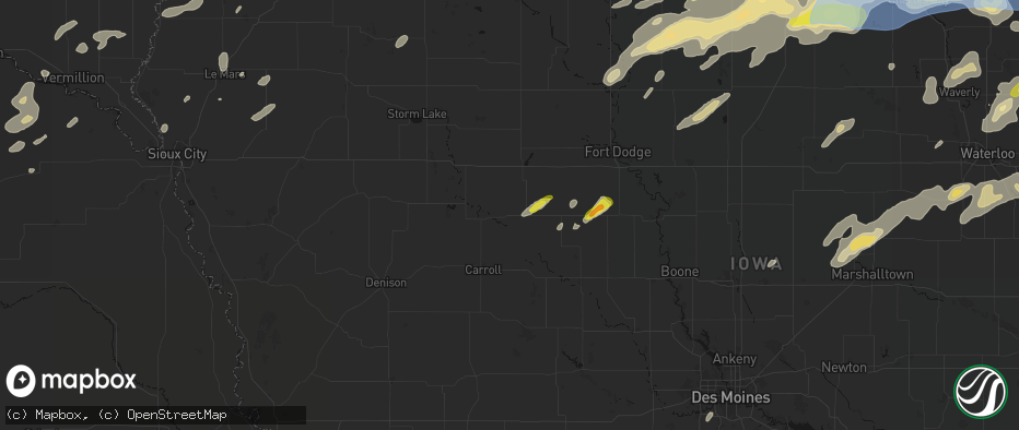 Hail map in Lake City, IA on July 2, 2026