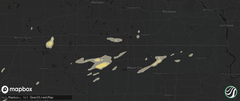 Hail map in Lake Mills, IA on July 2, 2026