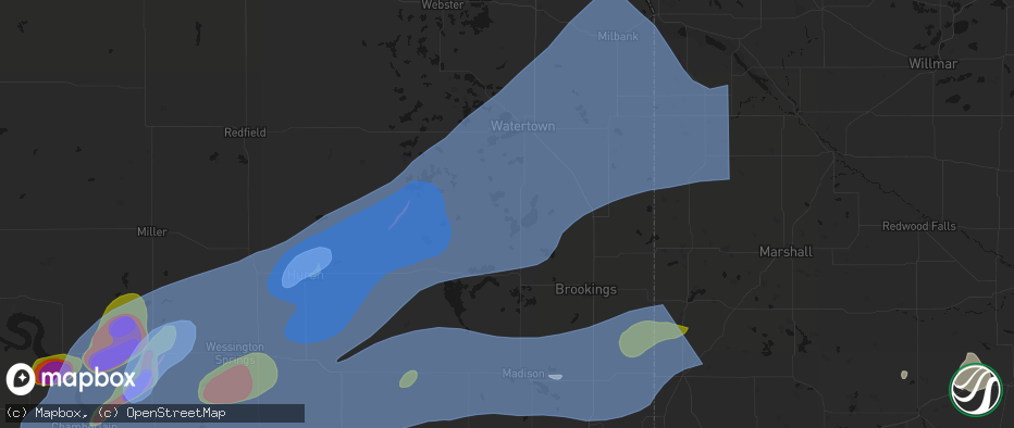 Hail map in Lake Norden, SD on July 2, 2026