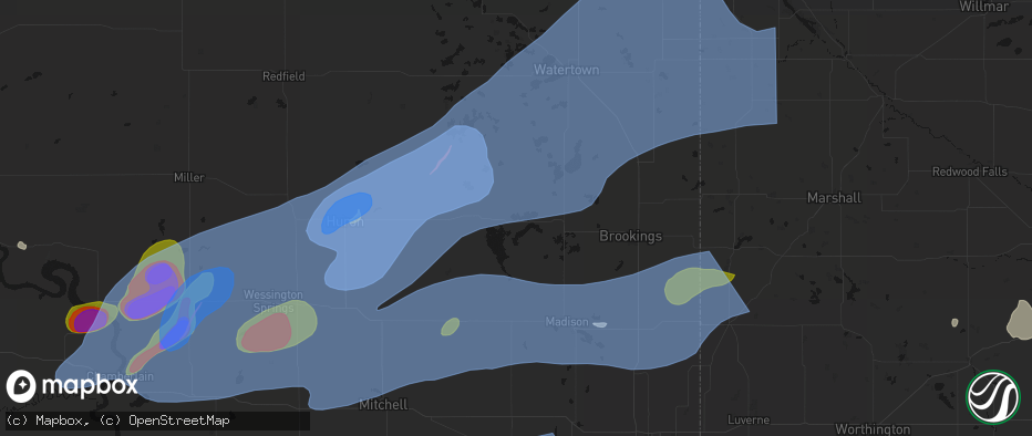 Hail map in Lake Preston, SD on July 2, 2026