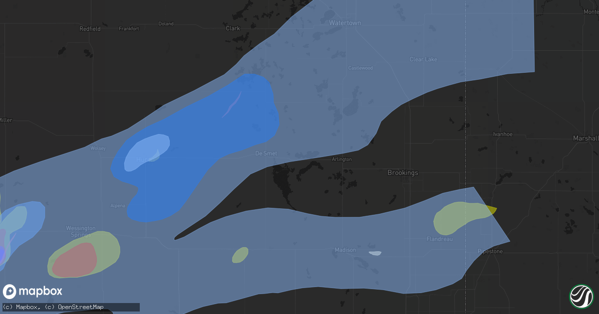 Hail map in Lake Preston, SD on July 2, 2026