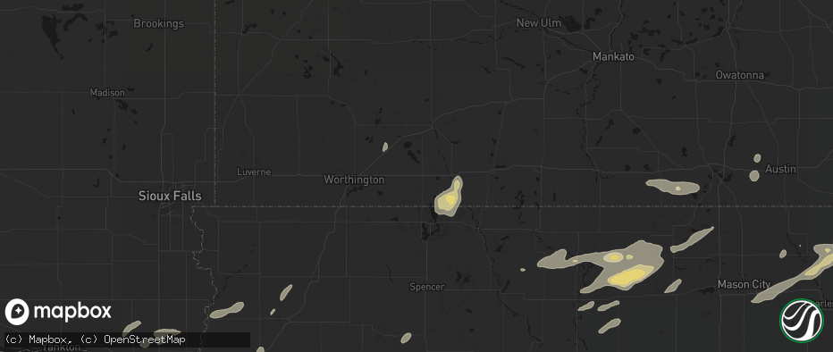 Hail map in Lakefield, MN on July 2, 2026