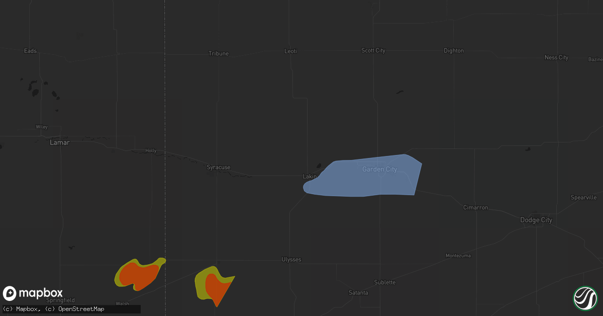 Hail map in Lakin, KS on July 2, 2026