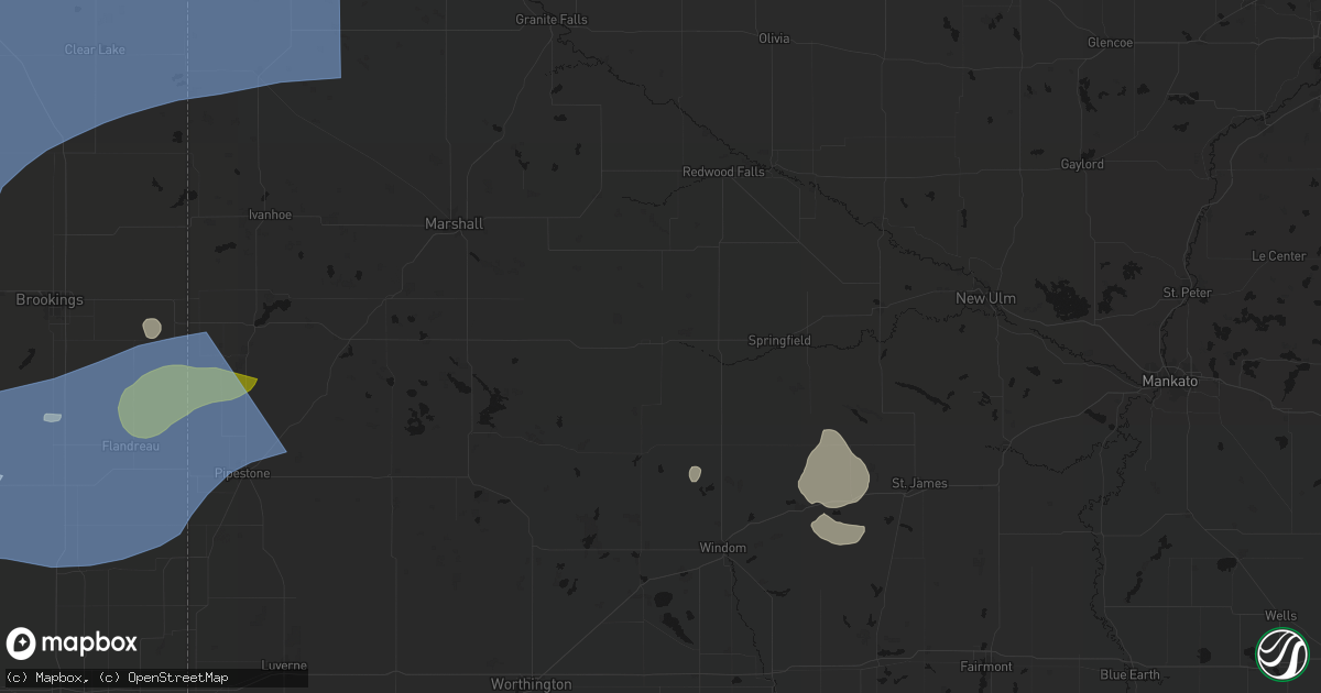 Hail map in Lamberton, MN on July 2, 2026
