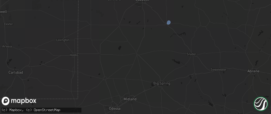 Hail map in Lamesa, TX on July 2, 2026