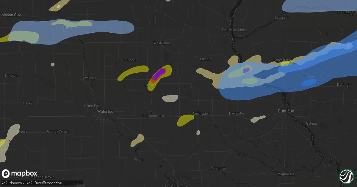 Hail map in Lamont, IA on July 2, 2026