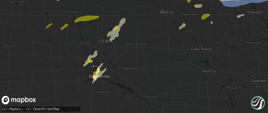 Hail map in Laurel, IA on July 2, 2026