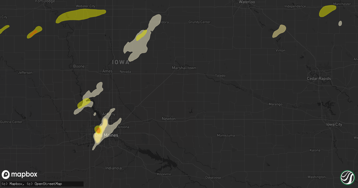 Hail map in Laurel, IA on July 2, 2026