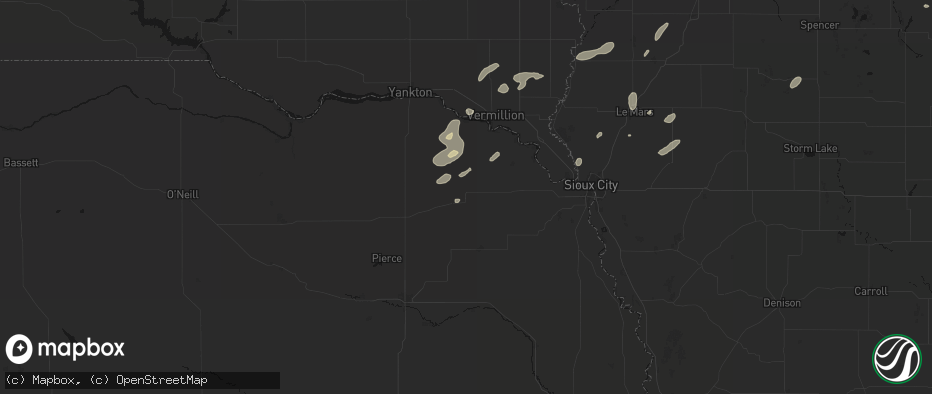 Hail map in Laurel, NE on July 2, 2026