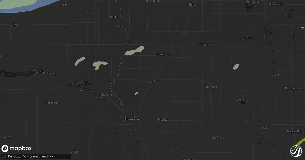 Hail map in Le Mars, IA on July 2, 2026
