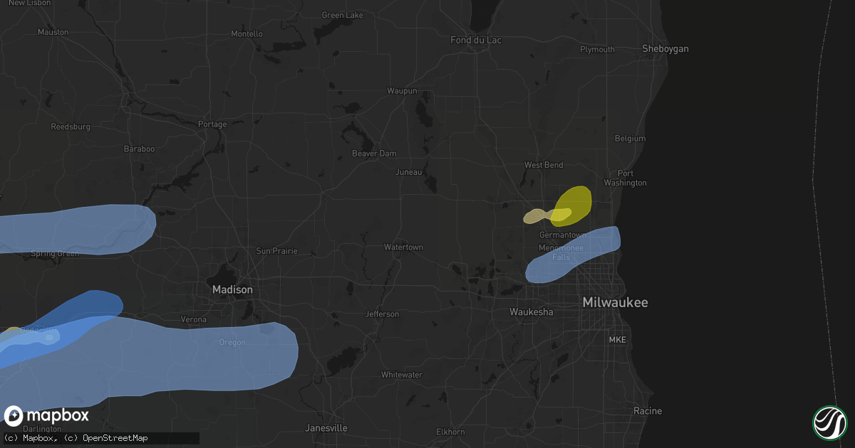Hail map in Lebanon, WI on July 2, 2026