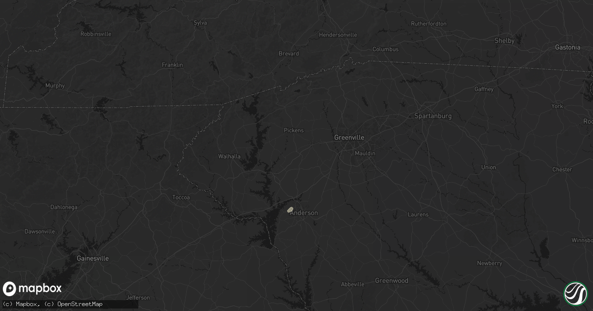 Hail map in Liberty, SC on July 2, 2026