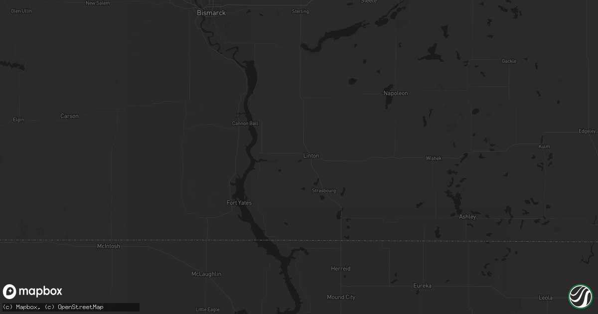 Hail map in Linton, ND on July 2, 2026