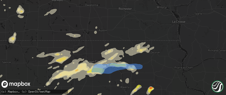 Hail map in Little Cedar, IA on July 2, 2026