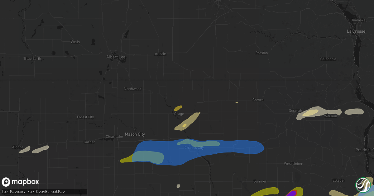 Hail map in Little Cedar, IA on July 2, 2026