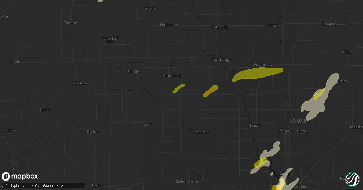 Hail map in Lohrville, IA on July 2, 2026