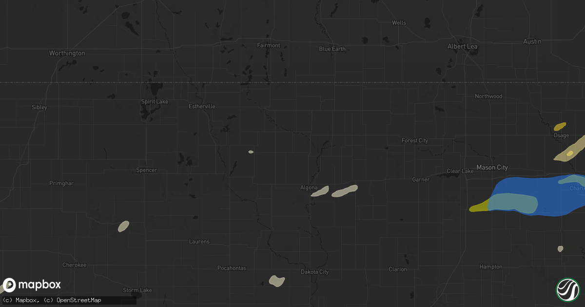 Hail map in Lone Rock, IA on July 2, 2026