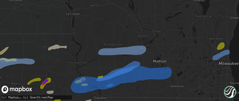 Hail map in Lone Rock, WI on July 2, 2026