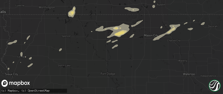 Hail map in Lu Verne, IA on July 2, 2026