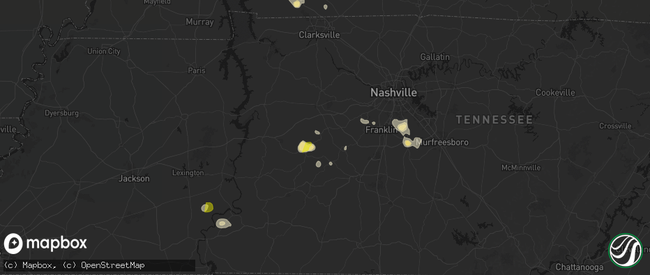 Hail map in Lyles, TN on July 2, 2026