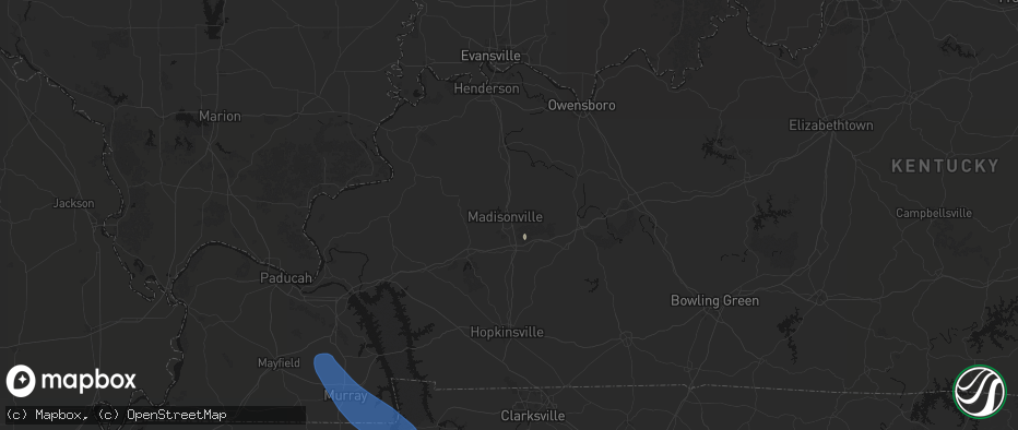 Hail map in Madisonville, KY on July 2, 2026