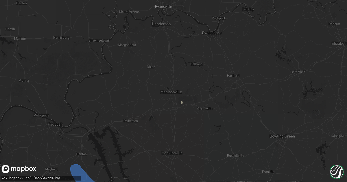 Hail map in Madisonville, KY on July 2, 2026