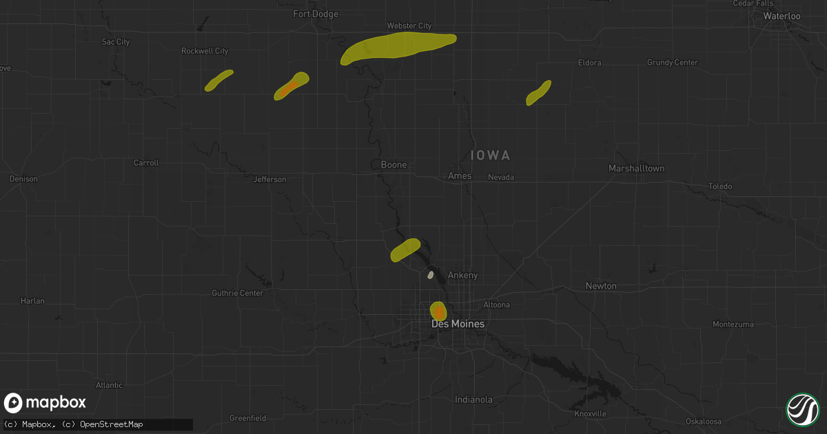 Hail map in Madrid, IA on July 2, 2026