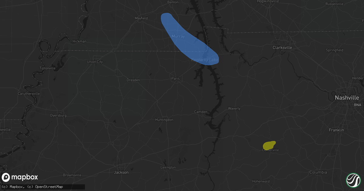 Hail map in Mansfield, TN on July 2, 2026