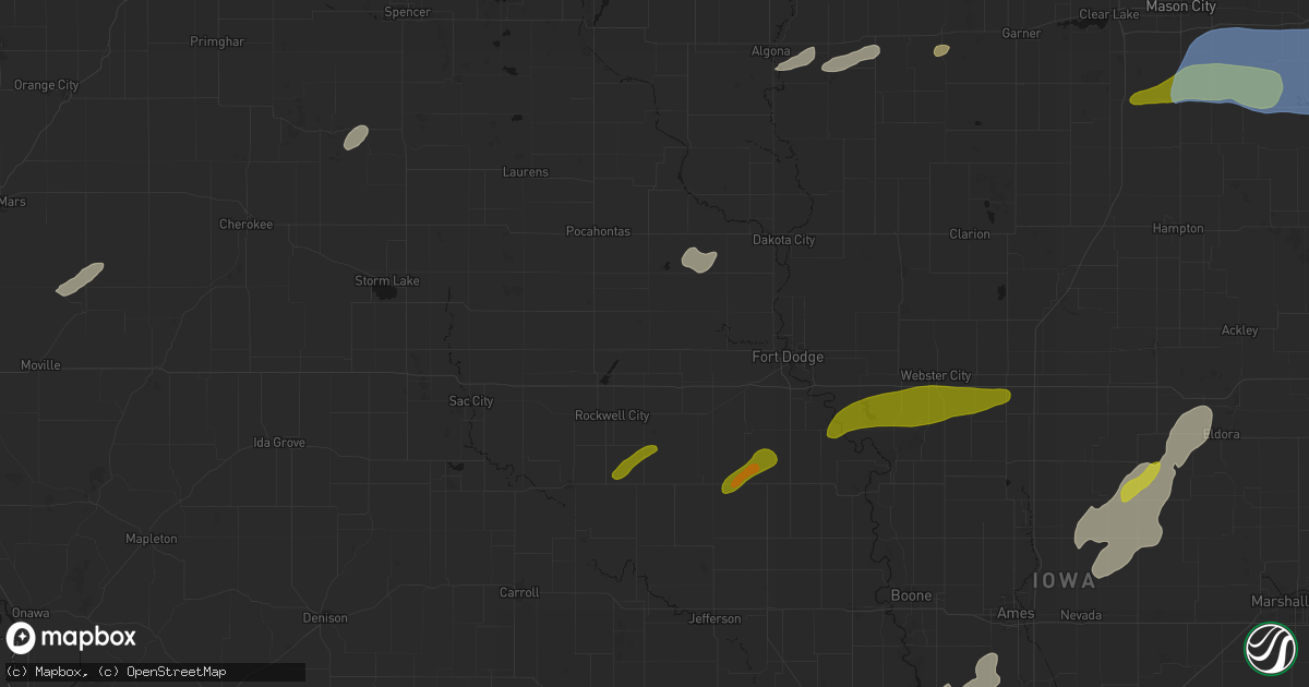 Hail map in Manson, IA on July 2, 2026